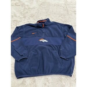 Men's Size Large NFL Nike Vintage Denver Broncos 1/4 Zip - Navy